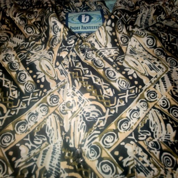 BON HOMME Youth Boys XL Short Sleeve Button Up Shirt Abstract Graphic Print - Picture 3 of 7